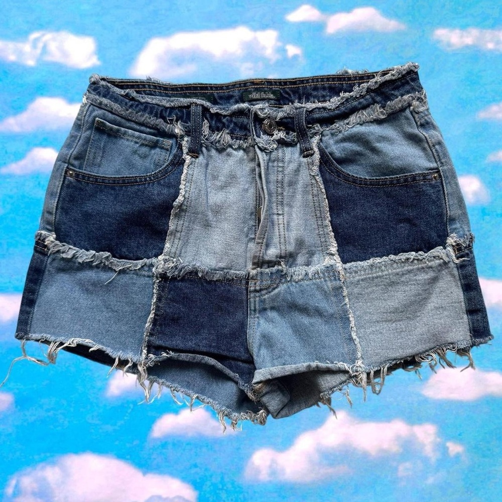 Patchwork Denim Shorts